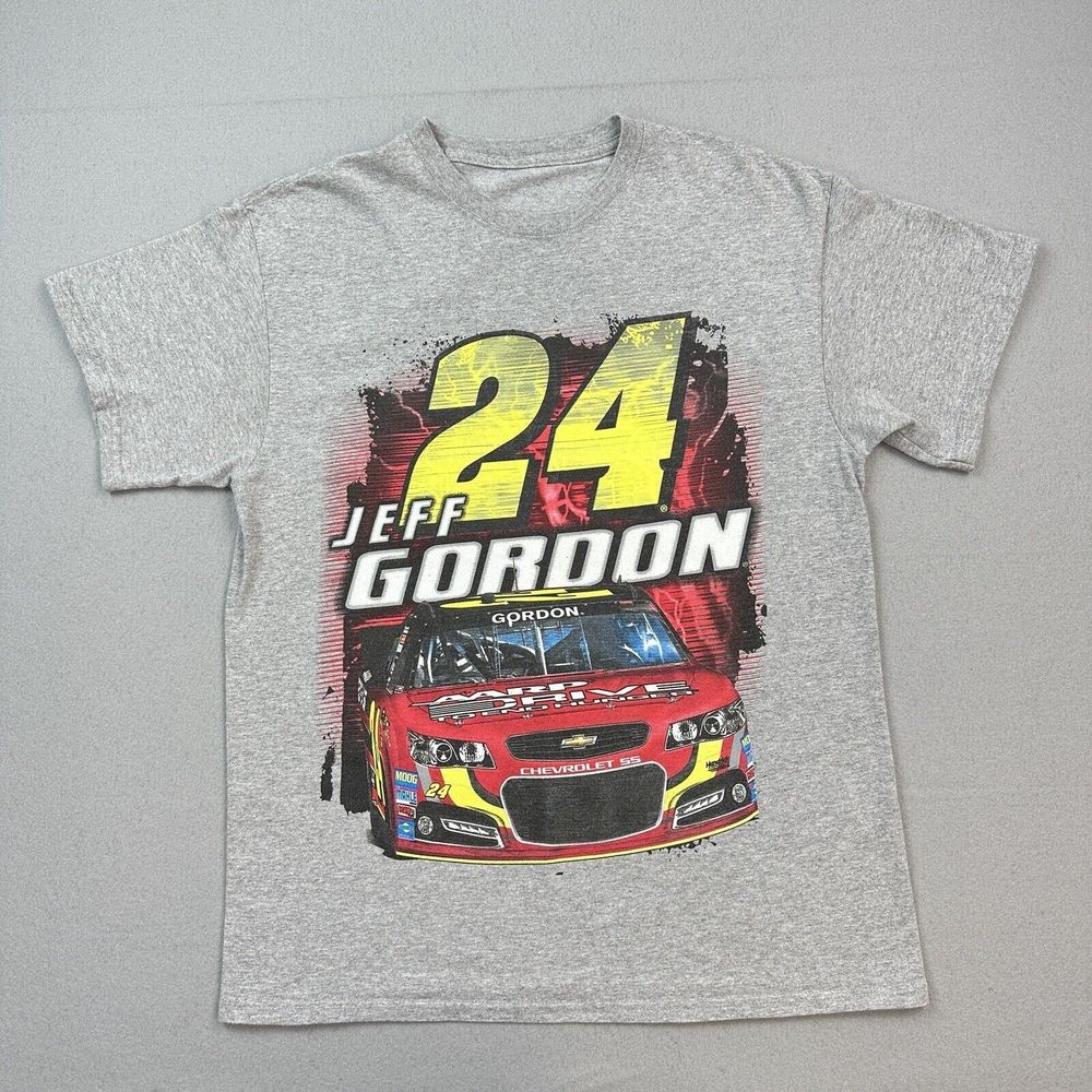 Nascar Shirt Adult Size Large Gray Jeff Gordon Double Sided Graphic Racing Men